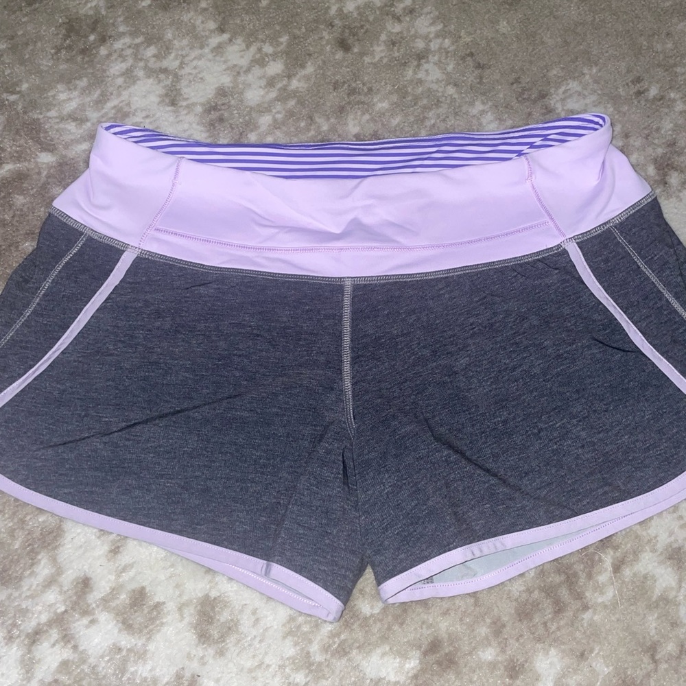 LuLuLemon grey and purple running shorts
